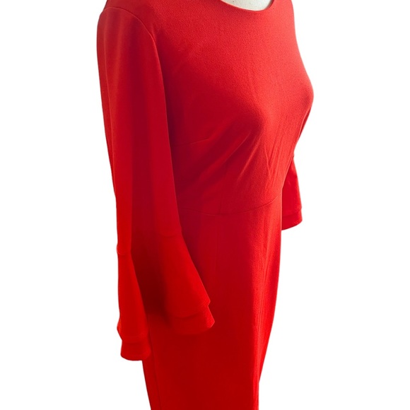 New York and Company Red Orange sheath dress with 3/4 bell sleeves size S - Picture 3 of 7